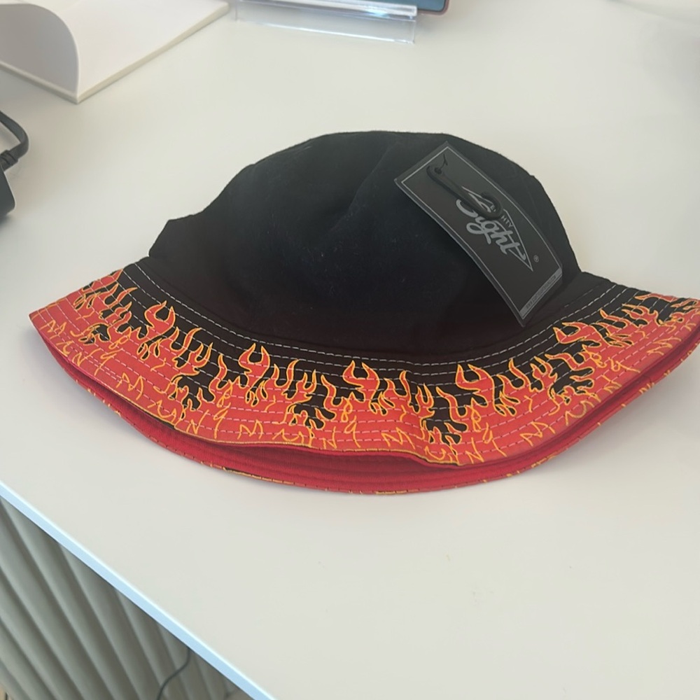 Eighty-eight reversible hat fire flames on one side and soild  red